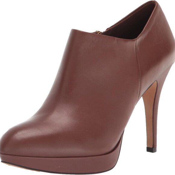 Women's Leather Ankle Bootie 6.5 Inch Heel Platform Casual Dressy